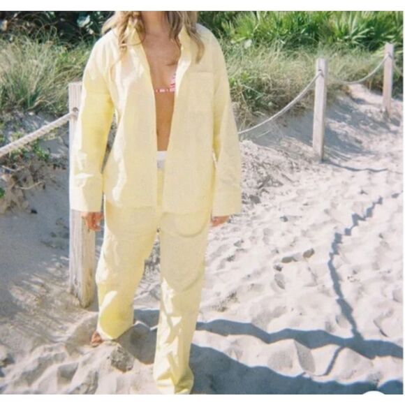 Parke Yellow & White Double Boxer Poplin Pants SZ Medium - Picture 11 of 12
